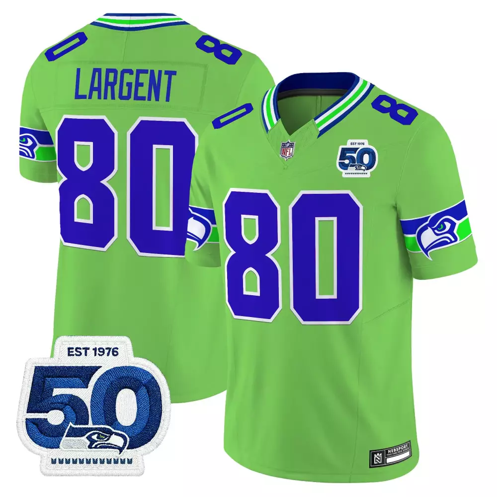 Largent 80 Seattle Seahawks Stitched Jersey Green 50th Anniversary | Celebrate in Style | For Men, Women & Youth