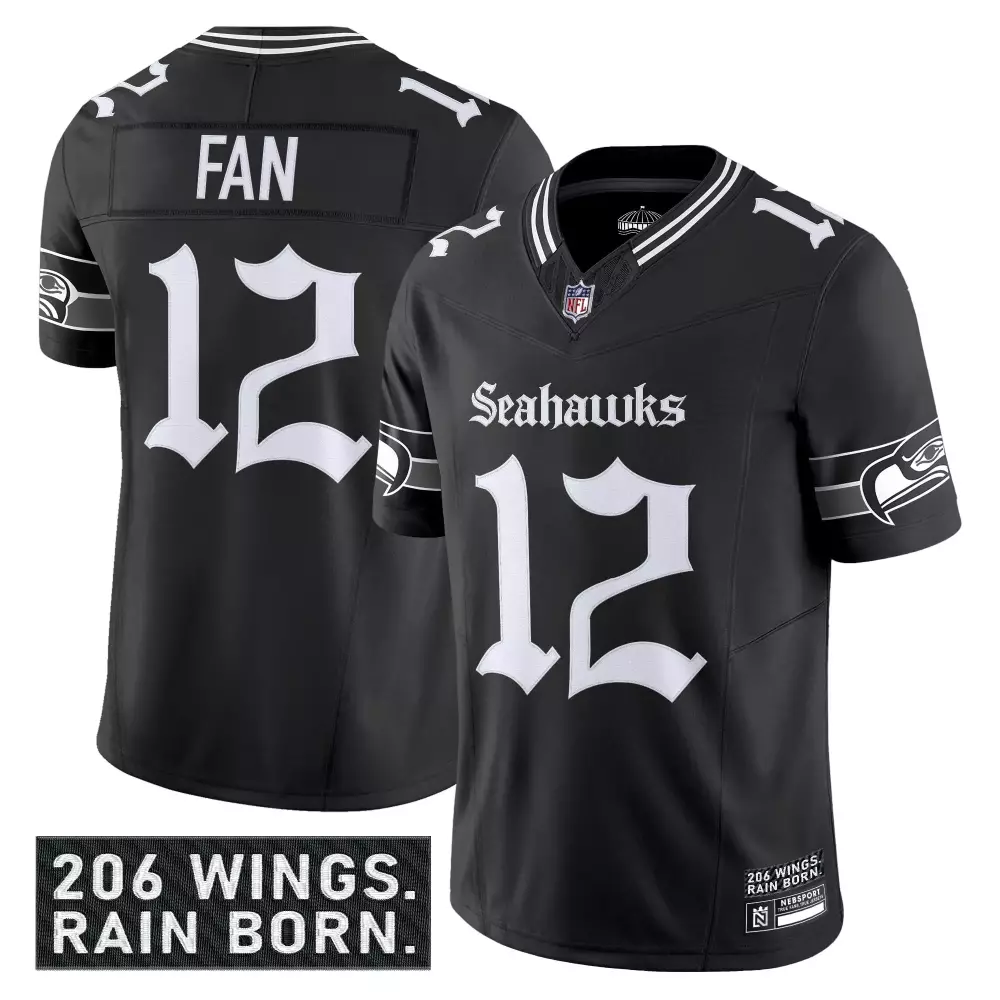 Men's Black Stitched Jersey Seattle Seahawks Fan 12 Rain City Shadows Edition 2023 | Perfect Fan Gear for Every Occasion | For Men, Women & Youth