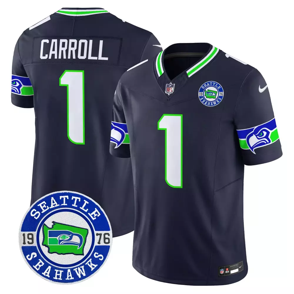 Carroll 1 Seahawks Navy Stitched Jersey | Limited Edition 2025 | Perfect for Men, Women & Youth