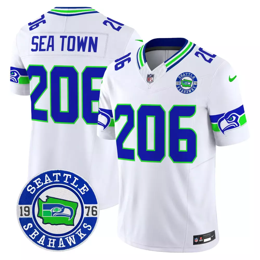 seattle seahawks men s white stitched jersey with 50th anniversary patch fan 12