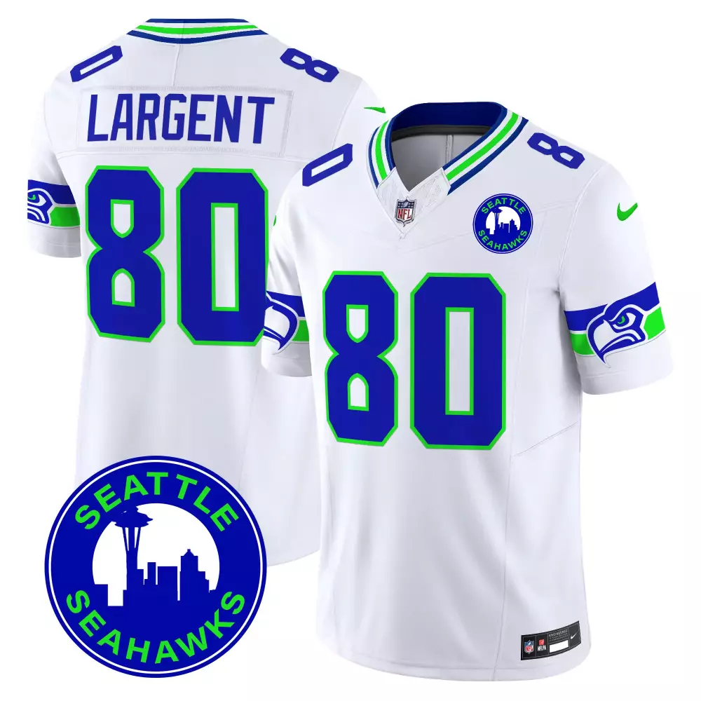 seattle seahawks men s white stitched jersey with 50th anniversary patch fan 12