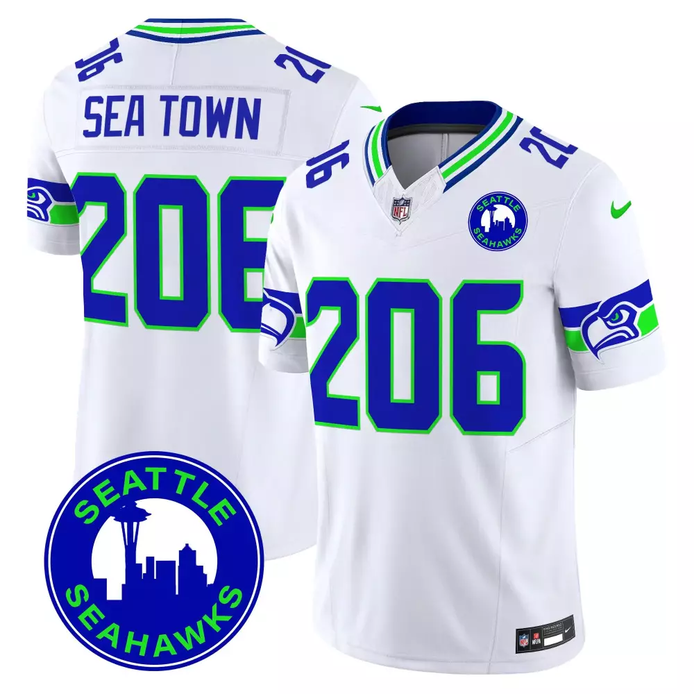 Seattle Seahawks White Stitched Jersey 206 Sea Town 2025 | Limited Edition Fan Gear for Men, Women & Youth