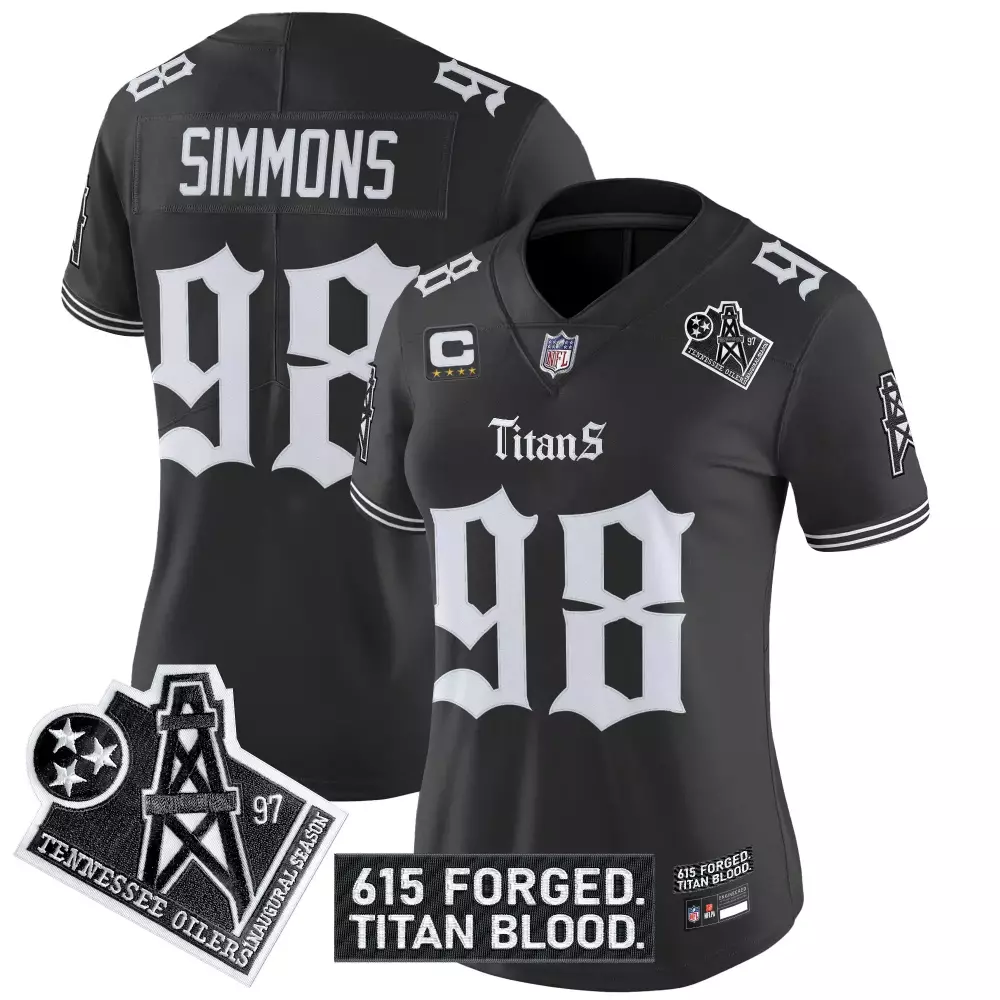 simmons 98 women s tennessee titans black stitched name patch jersey 2023 titan blood