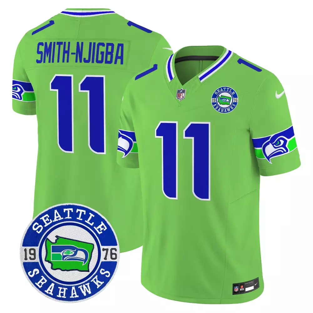 smith njigba 11 seattle seahawks black stitched jersey with name patch 2025 men s style