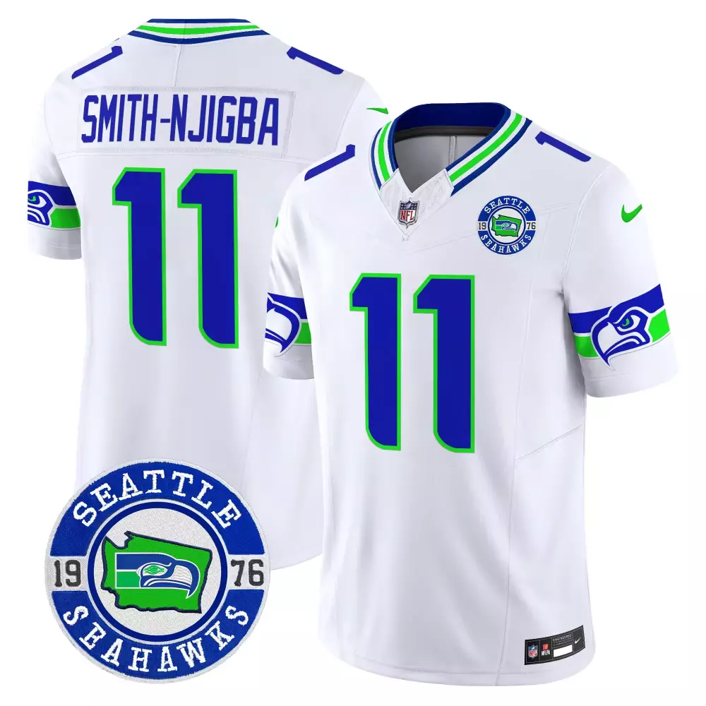 smith njigba 11 seattle seahawks black stitched jersey with name patch 2025 men s style