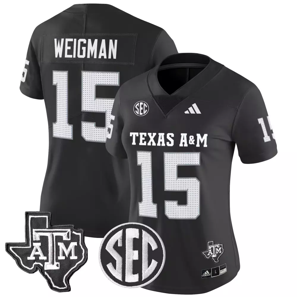 womens texas a m aggies black all stitched jersey reed 10 year 2025 style name patch
