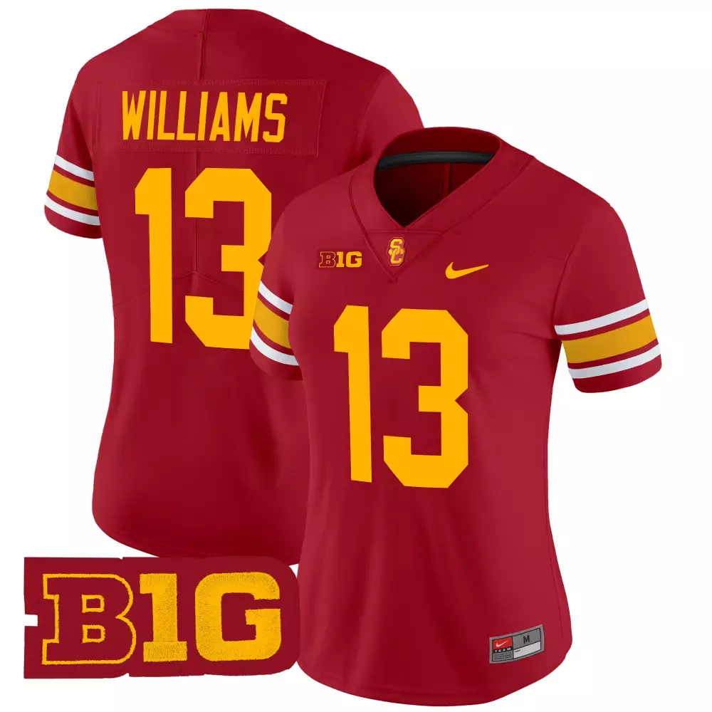 williams 13 women s usc trojans 2025 vapor limited jersey red b1g patch stitched