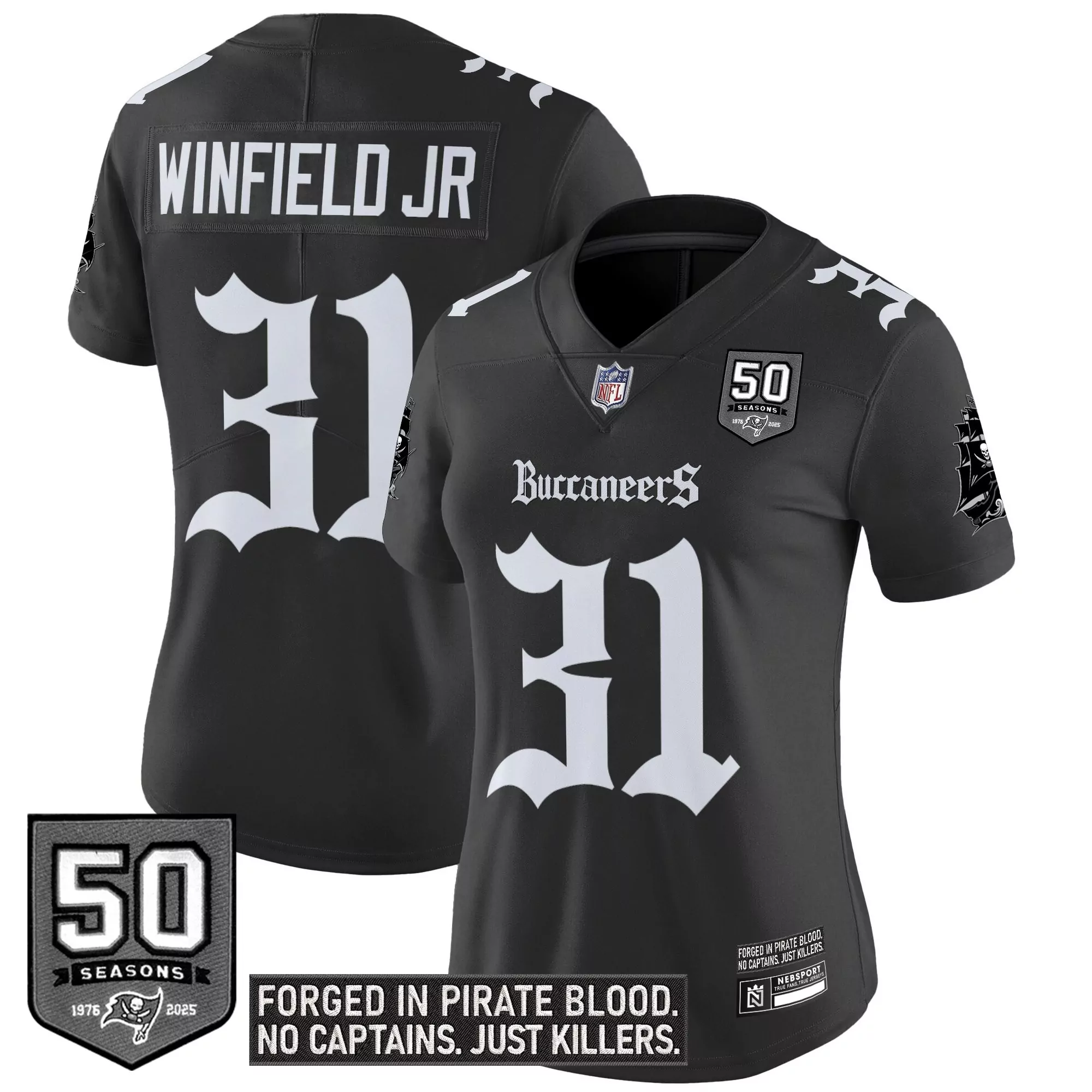 winfield jr 31 women s tampa bay buccaneers black stitched jersey 50 seasons edition
