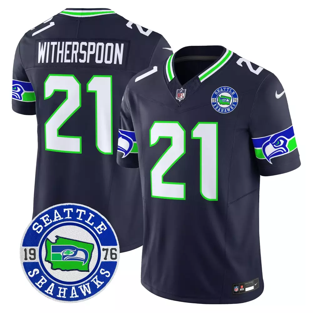 White Men Seattle Seahawks Throwback EST 1976 Patch Vapor Limited Custom Jersey | Stitched | Fan Gear for Men
