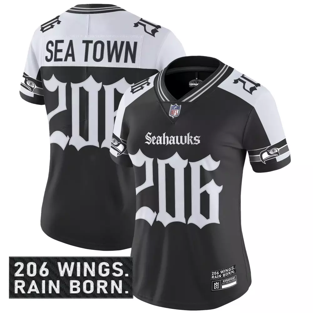 Seattle Seahawks 2023 Rain City Shadows Edition Stitched Jersey | Black 206 Sea Town for Women | For Men, Women & Youth