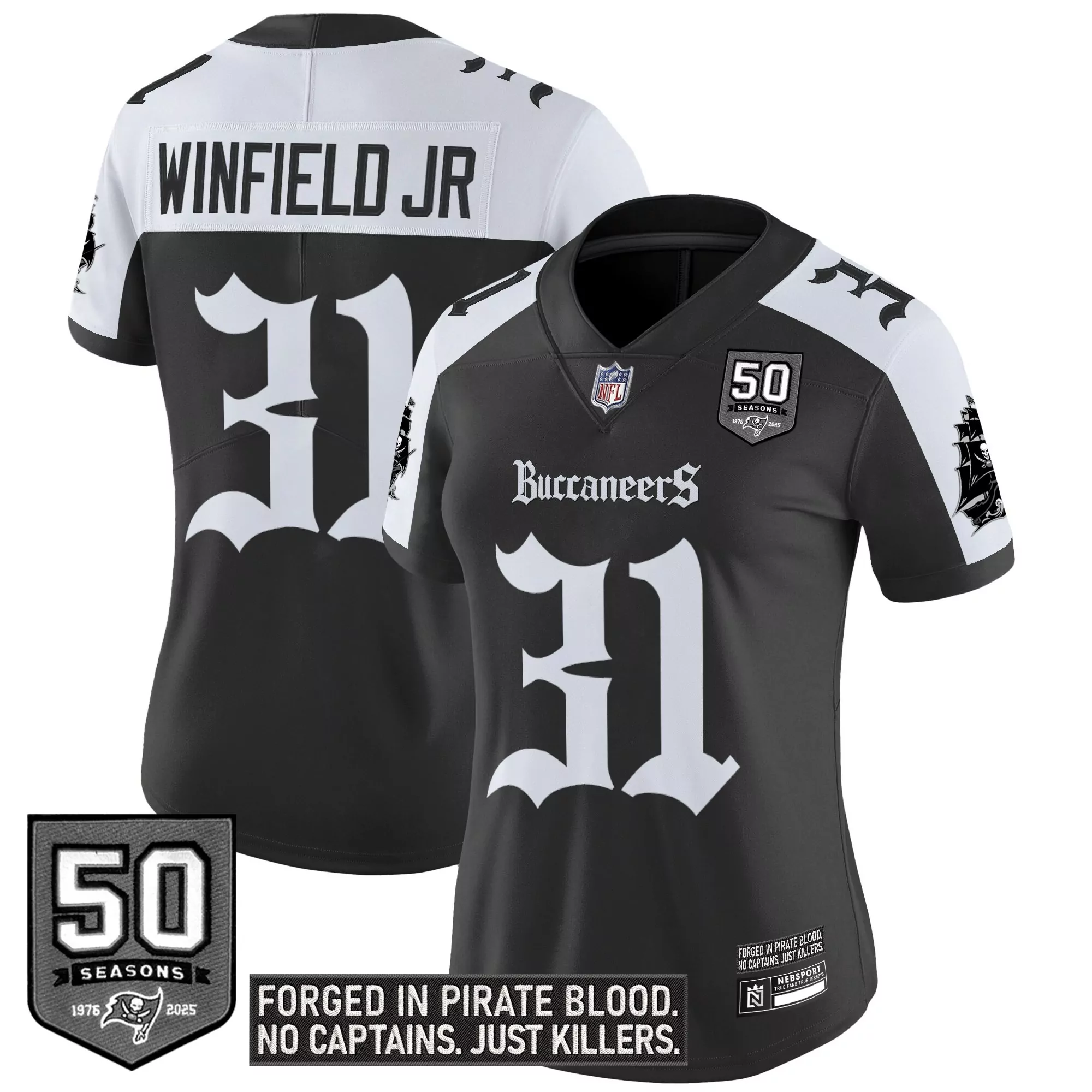 women s tampa bay buccaneers winfield jr 31 black stitched jersey 50 seasons edition