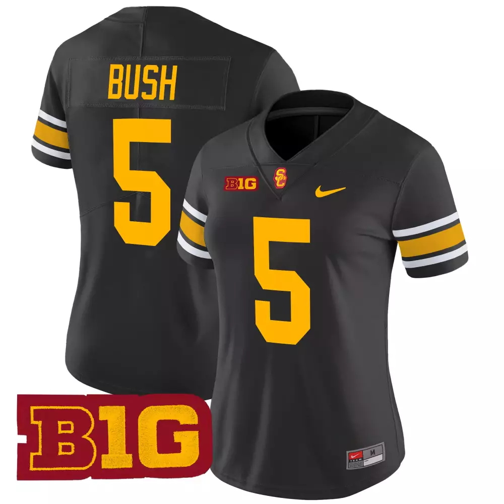 women s usc trojans black stitched jersey name patch bush 5 2025 limited edition