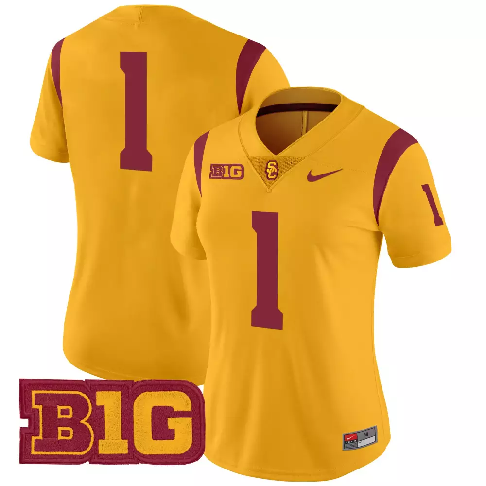 women s usc trojans gold all stitched jersey name patch 2025 player 1