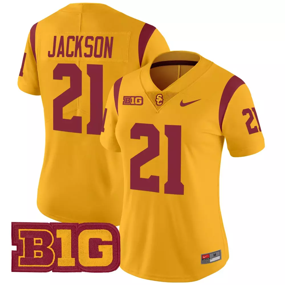 women s usc trojans gold all stitched jersey name patch 2025 player 1
