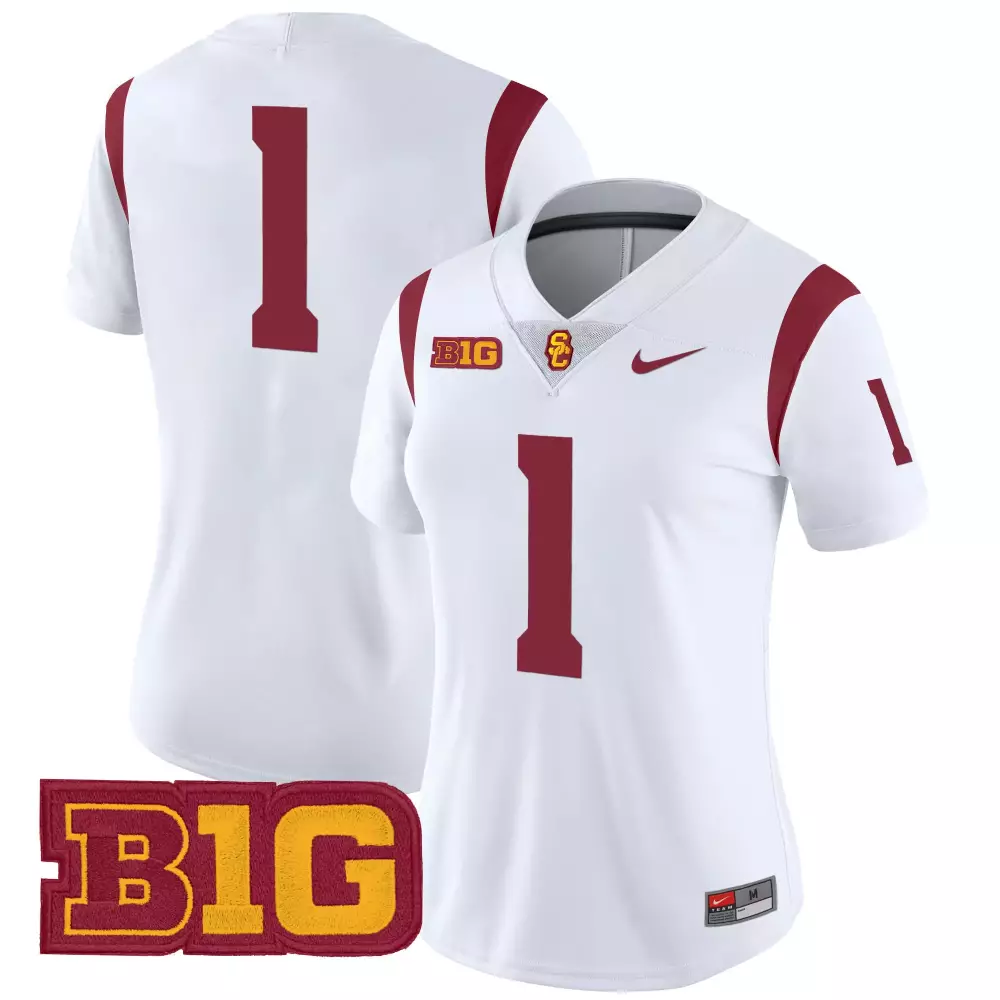 women s usc trojans white all stitched jersey jackson 21 name patch 2025