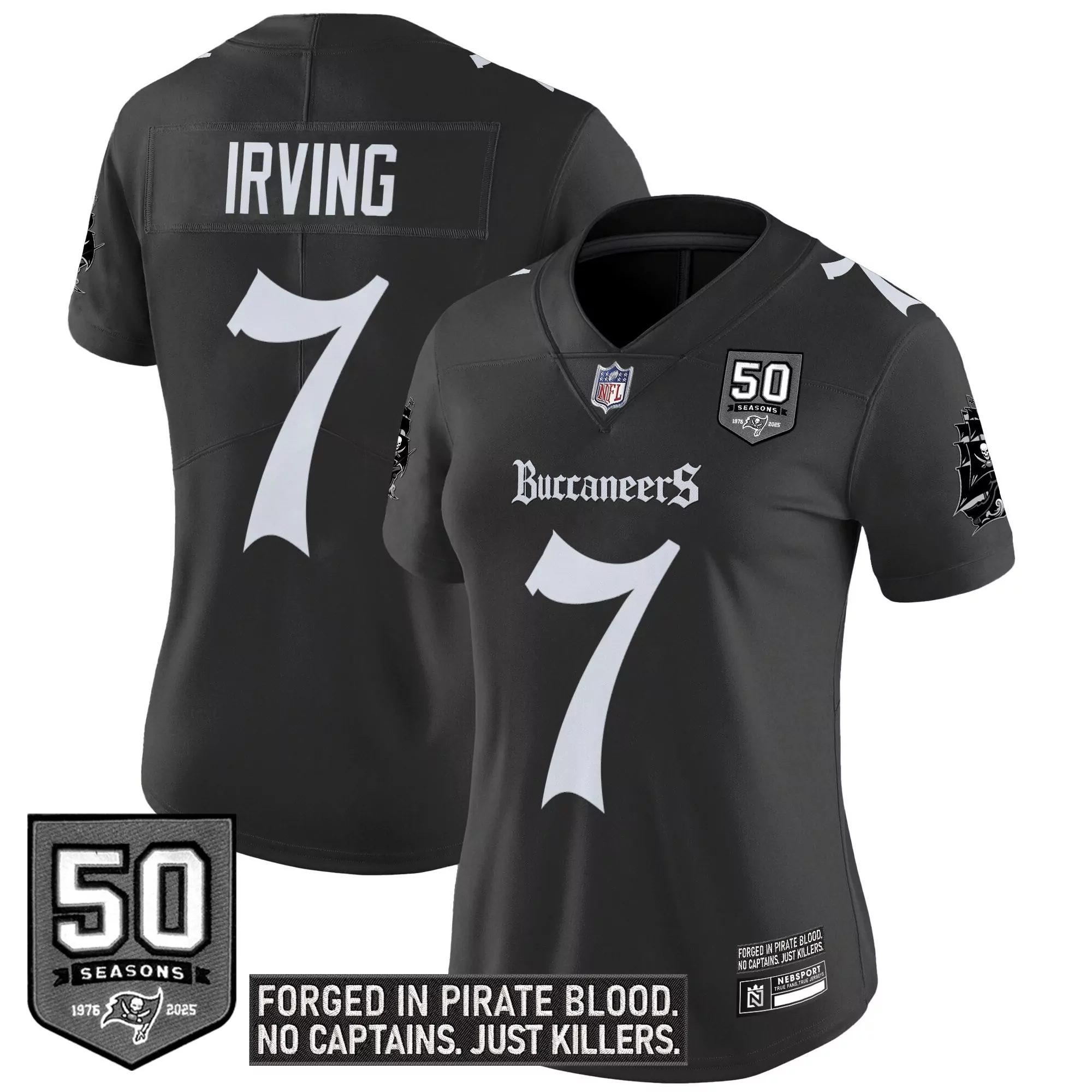 womens tampa bay buccaneers black stitched jersey 50 seasons edition irving 7