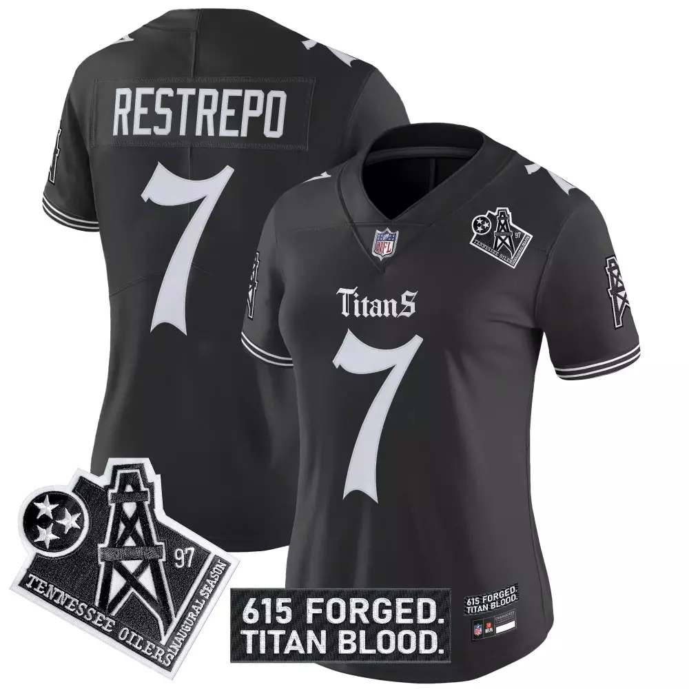 Women's Restrepo 7 Black Titans Stitched Jersey | Titan Blood Theme 2023 | For Women & Youth