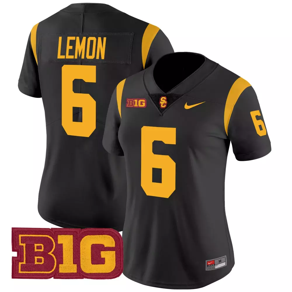 womens usc trojans black stitched jersey lemon 6 name patch 2025