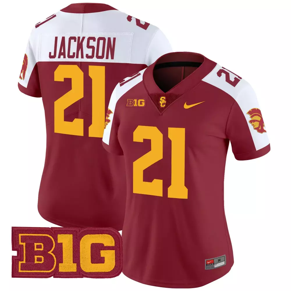 womens usc trojans jackson 21 maroon all stitched jersey name patch 2025