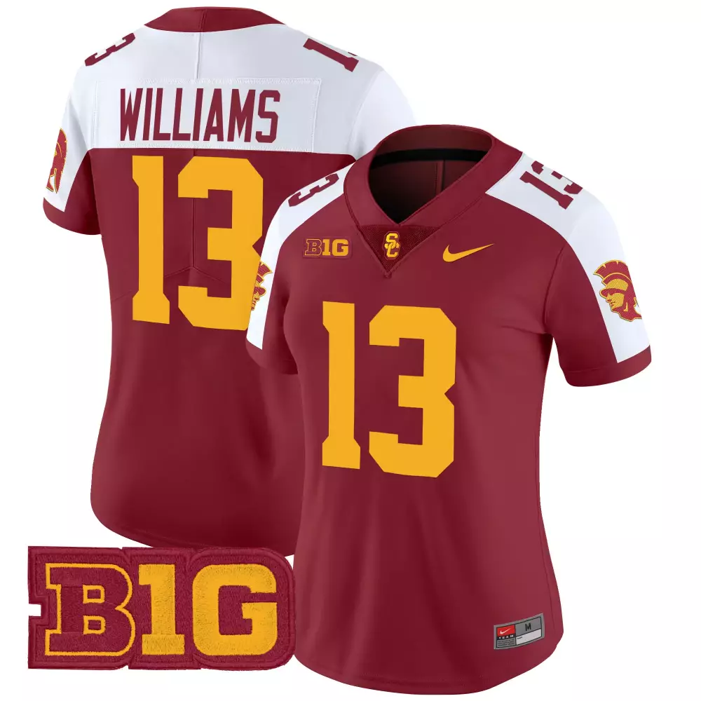 womens usc trojans maroon all stitched jersey name patch 2025 style 1