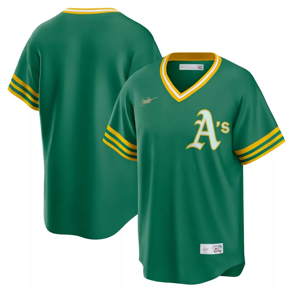 athletics nike road cooperstown collection team jersey kelly green