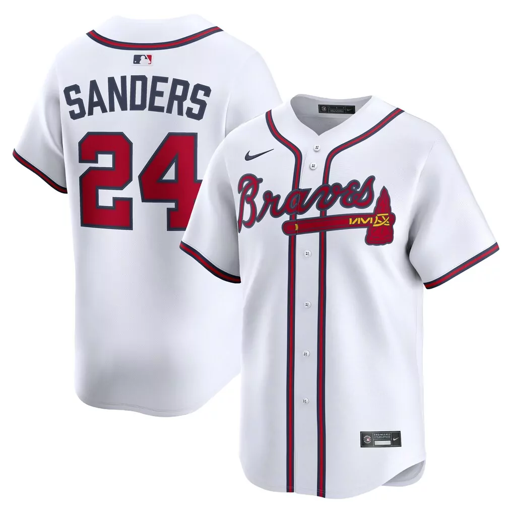 Deion Sanders Atlanta Braves 1992 World Series Jersey | White | Stitched Fan Gear for Women