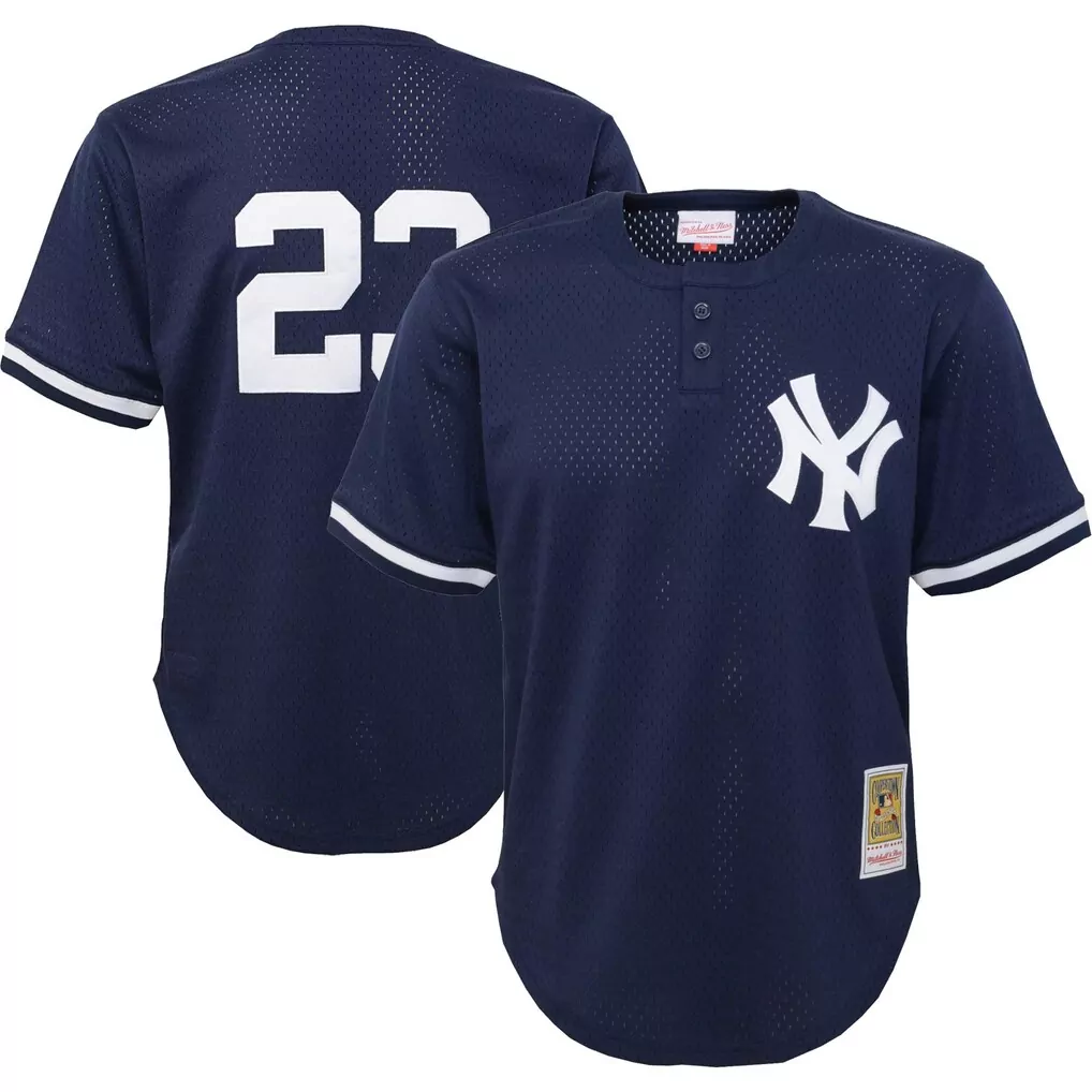 don mattingly new york yankees mitchell ness 1995 authentic cooperstown collection mesh batting practice jersey navy