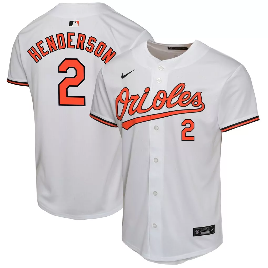 Gunnar Henderson Baltimore Orioles Nike Youth Home Game Player Jersey | Classic White Design | For Youth