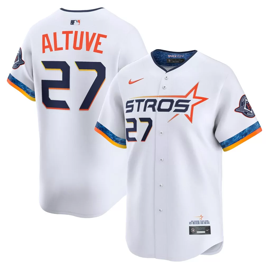 Jose Altuve Houston Astros Nike 2025 City Connect Limited Player Jersey | White Stitched Fan Gear for Men, Women & Youth