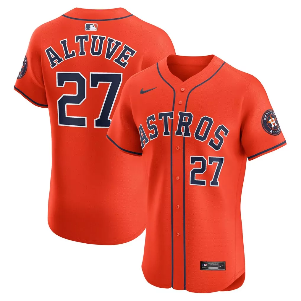 Jose Altuve Houston Astros Nike Alternate Elite Player Jersey | Orange Stitched Fan Gear for Men, Women & Youth