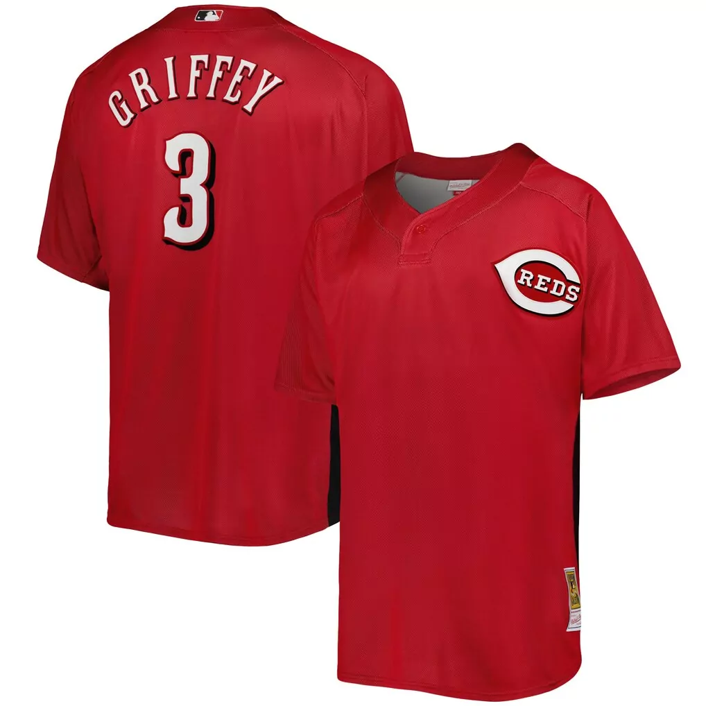 Ken Griffey Jr. Cincinnati Reds Red Mesh Batting Practice Jersey | Cooperstown Collection | Replica Fan Gear | For Men, Women & Youth