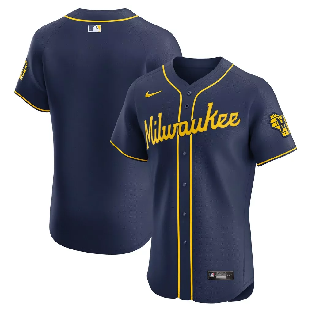 milwaukee brewers nike alternate vapor premier elite patch jersey navy