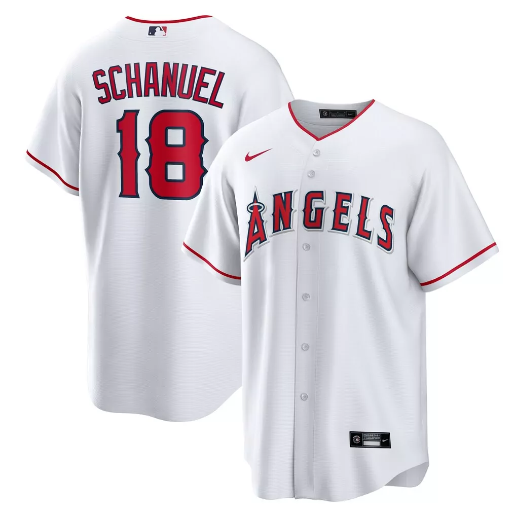 nolan schanuel los angeles angels nike home replica jersey white