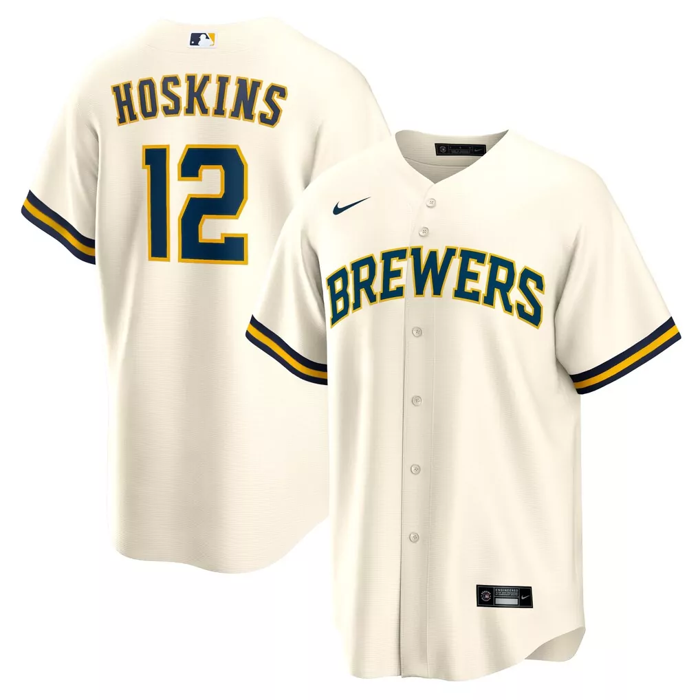 rhys hoskins milwaukee brewers nike home replica player jersey cream