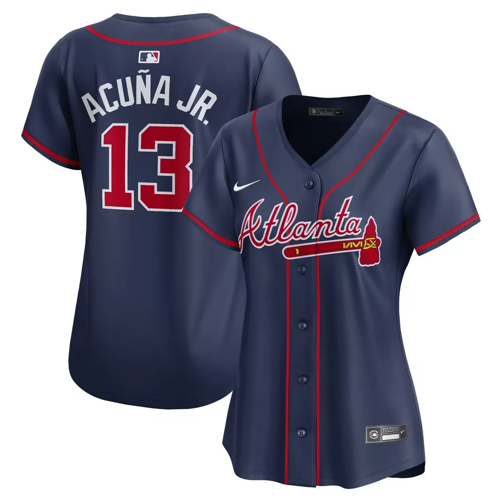 Ronald Acuña Jr. Atlanta Braves Women's Alternate Limited Player Jersey | Navy | Nike Fan Gear for Wome