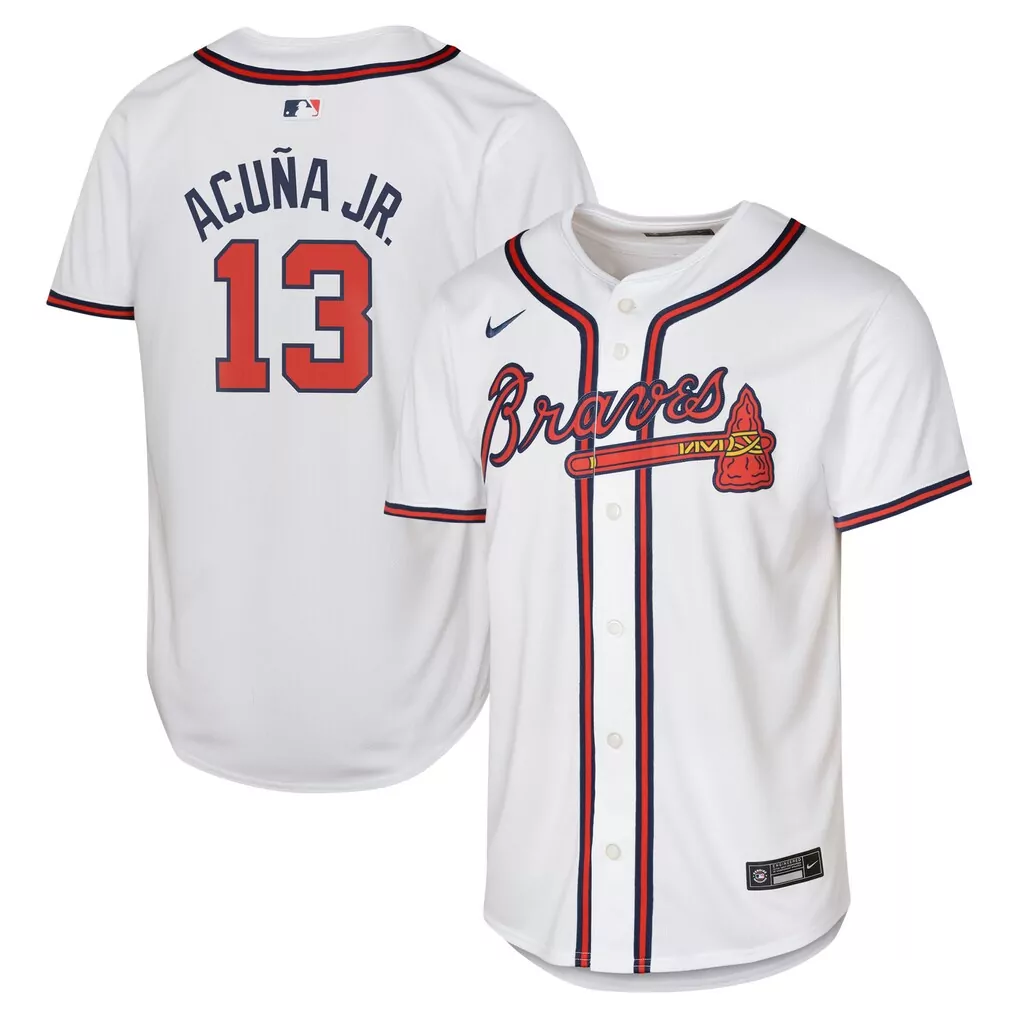 Ronald Acuña Jr. Atlanta Braves Profile Big Tall Name Number V-Neck T-Shirt | White | Fan Gear for Me