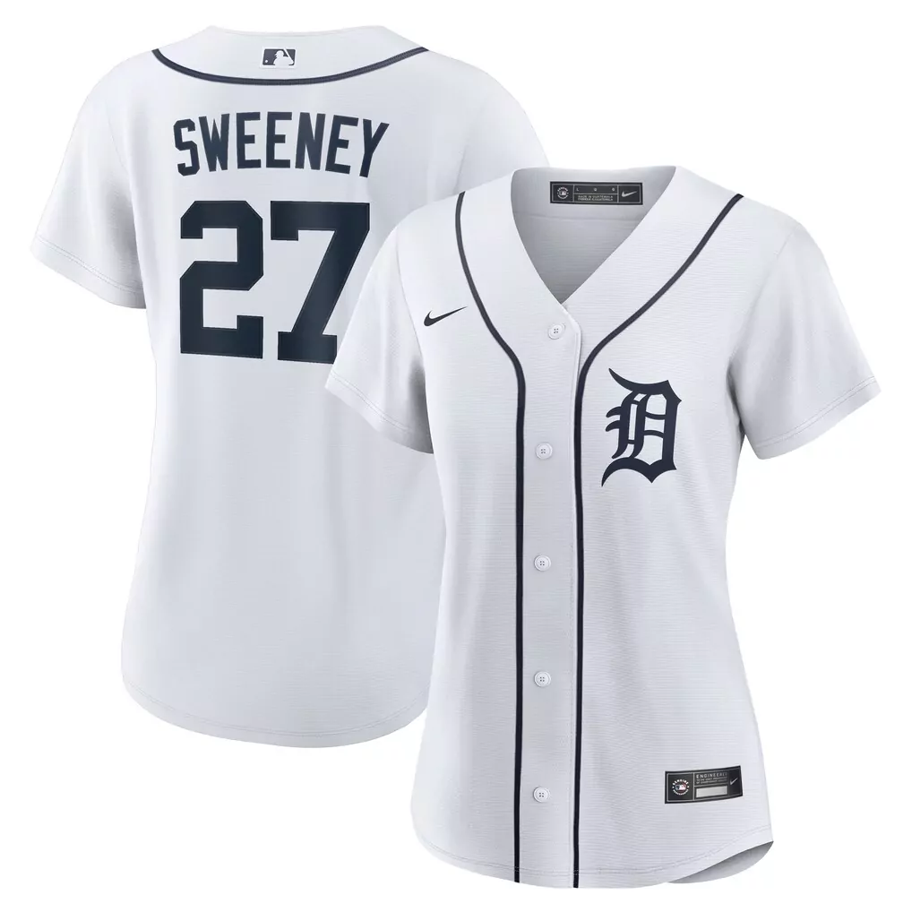 trey sweeney detroit tigers nike women s home replica jersey white