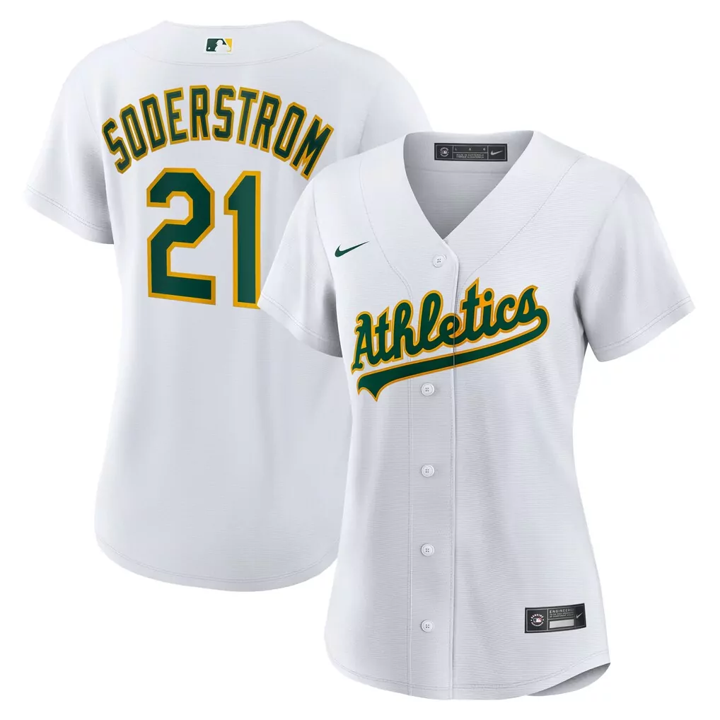 tyler soderstrom athletics nike women s home replica jersey white