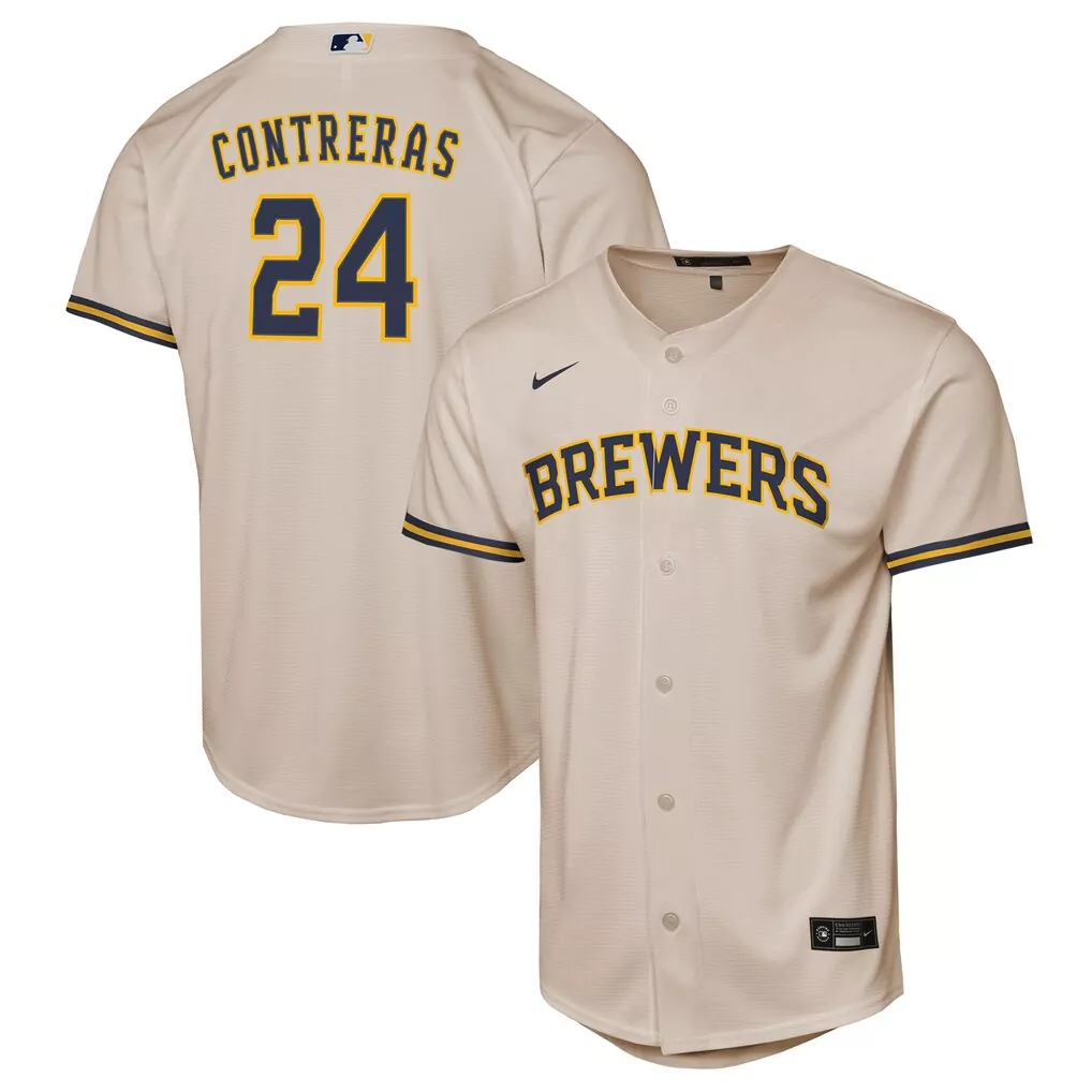 william contreras milwaukee brewers nike youth home replica jersey cream