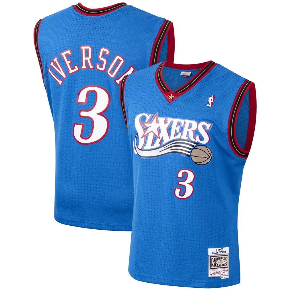 allen iverson philadelphia 76ers mitchell ness 1996 97 hardwood classics swingman jersey white