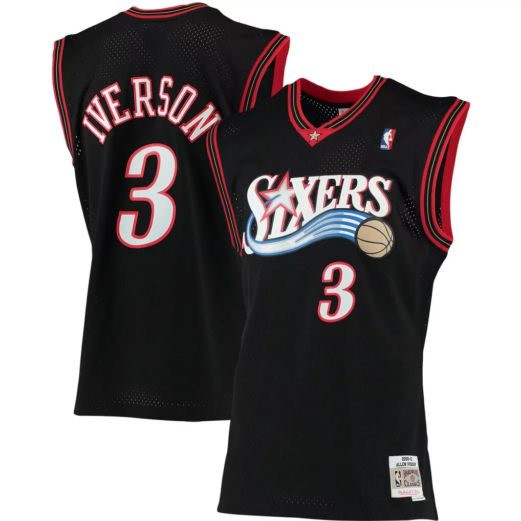 allen iverson philadelphia 76ers mitchell ness 1996 97 hardwood classics swingman jersey white