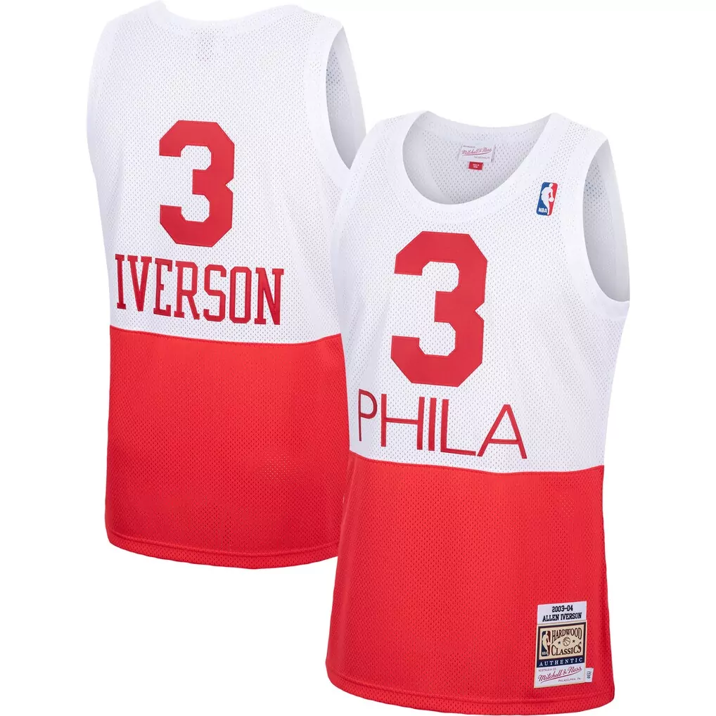allen iverson philadelphia 76ers mitchell ness 2000 01 hardwood classics 75th anniversary swingman jersey platinum