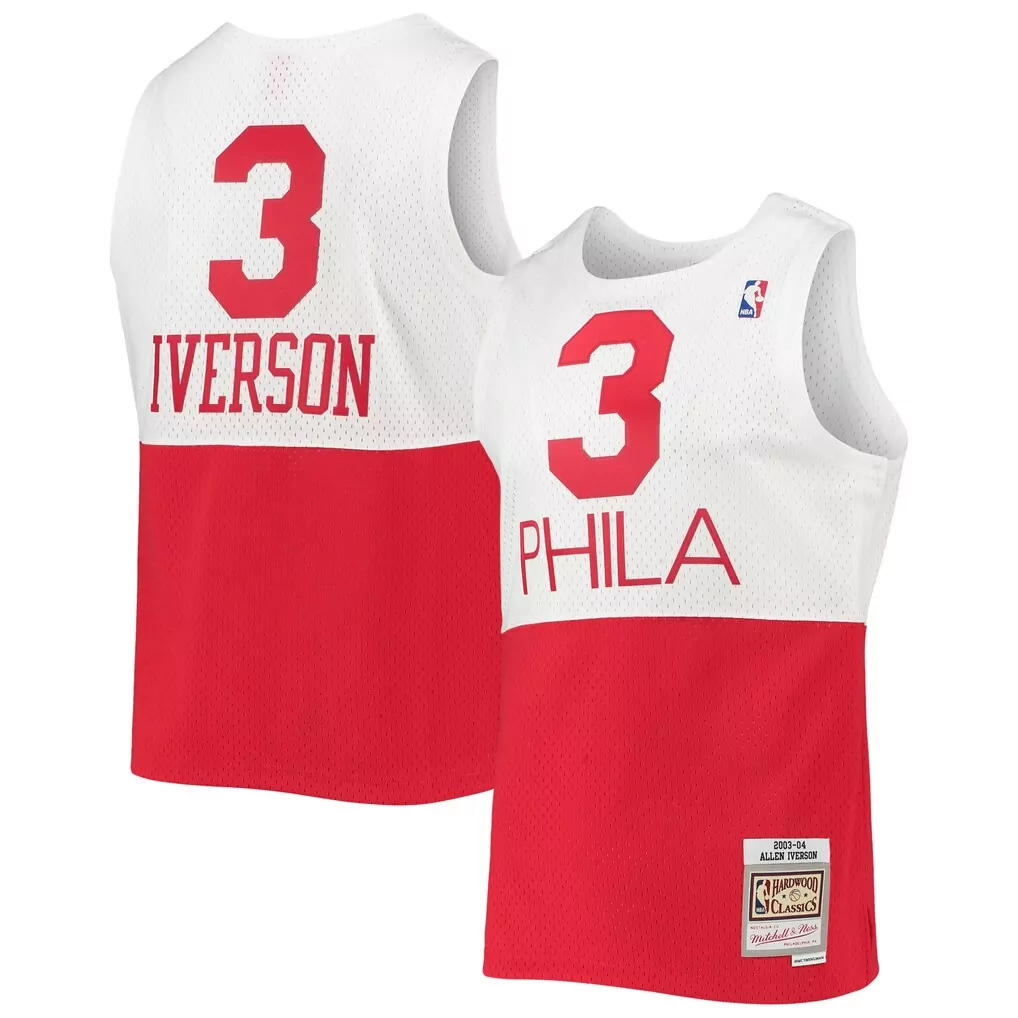 allen iverson philadelphia 76ers mitchell ness 2003 04 hardwood classics reload 2 0 swingman jersey black