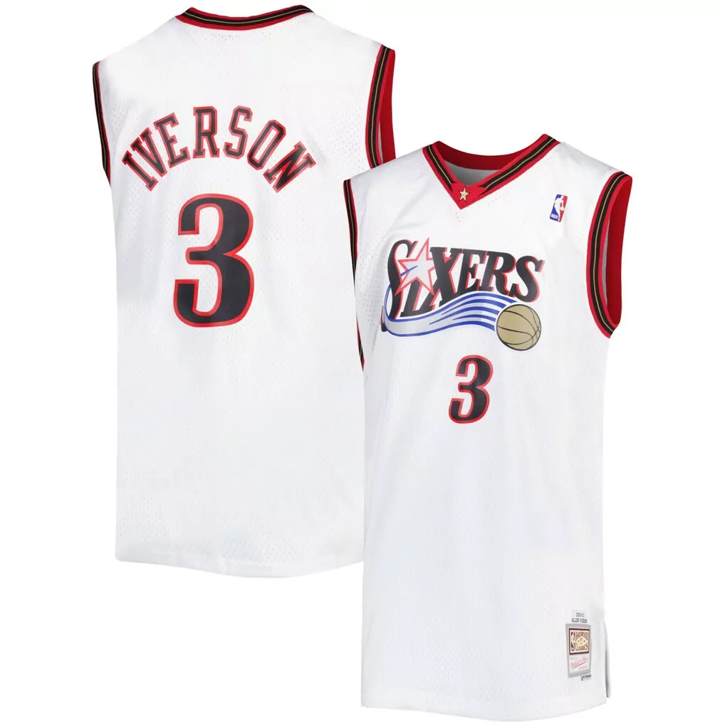 allen iverson philadelphia 76ers mitchell ness big tall 1996 97 nba 75th anniversary diamond swingman jersey red