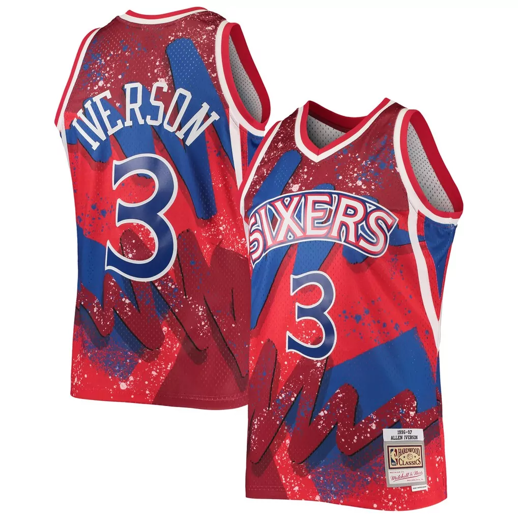 allen iverson philadelphia 76ers mitchell ness big tall 1996 97 nba 75th anniversary diamond swingman jersey red