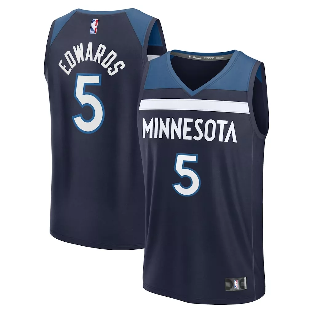 anthony edwards minnesota timberwolves fanatics fast break replica player jersey icon edition navy