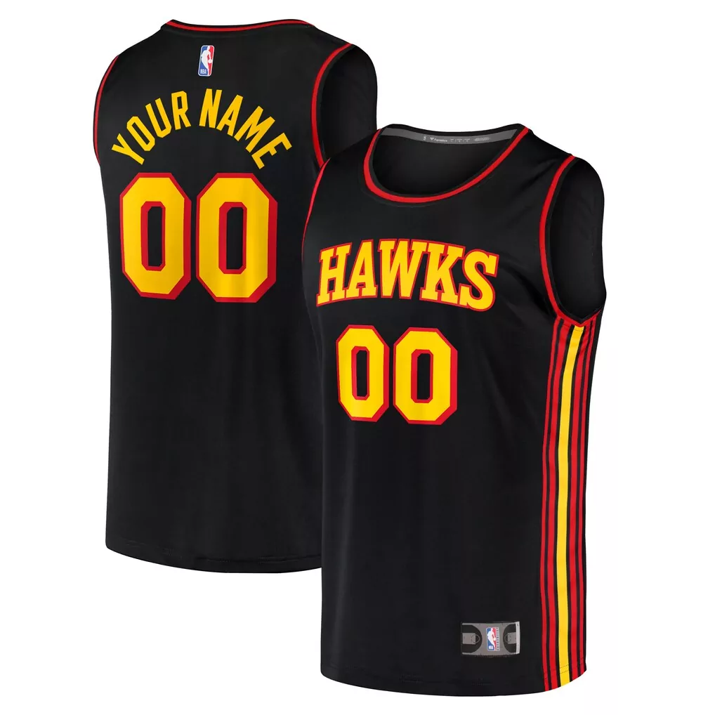 atlanta hawks fanatics fast break replica custom jersey black statement edition