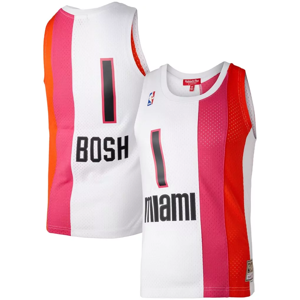 chris bosh miami heat mitchell ness hardwood classics 2011 12 split swingman jersey black red