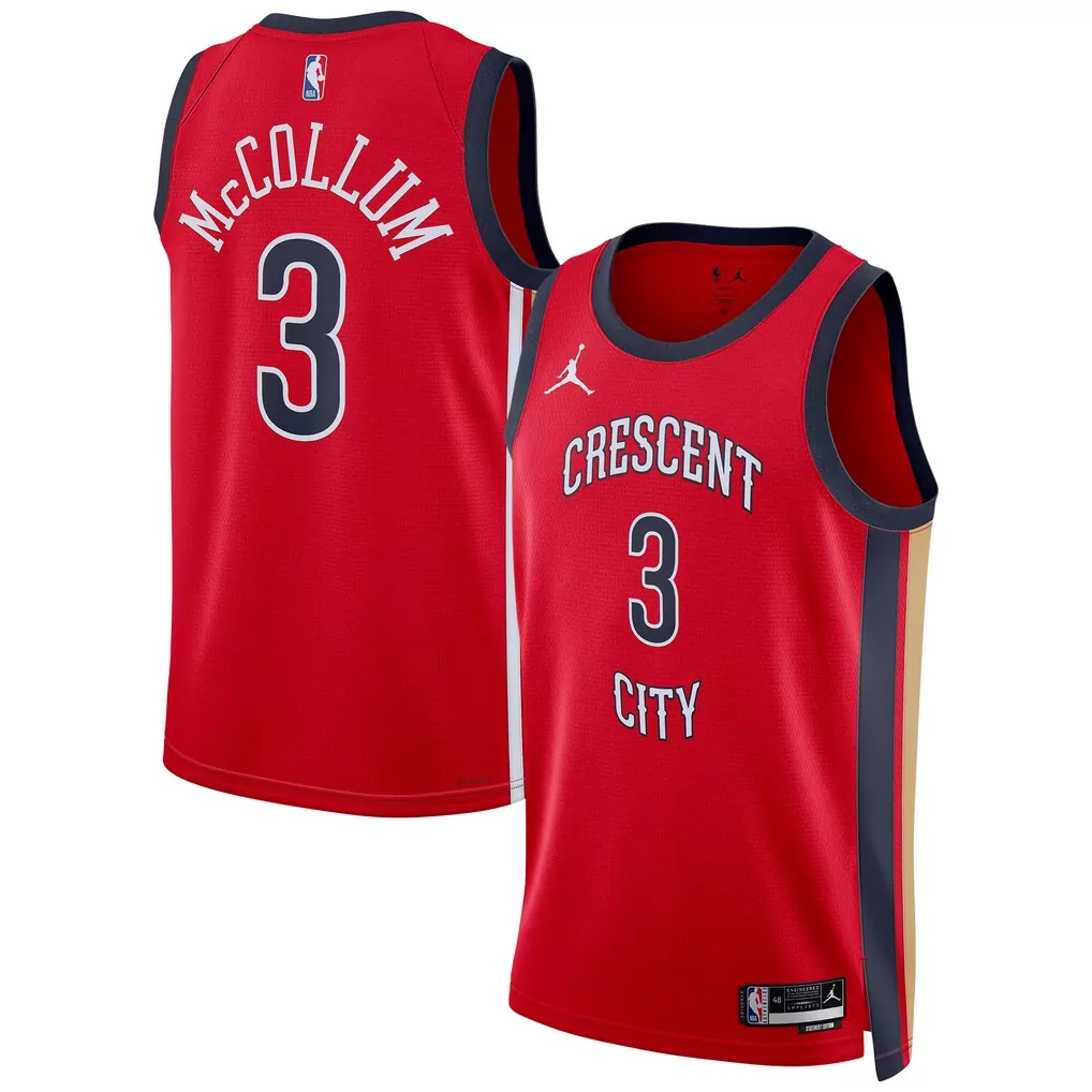 c j mccollum new orleans pelicans nike unisex swingman jersey icon edition navy