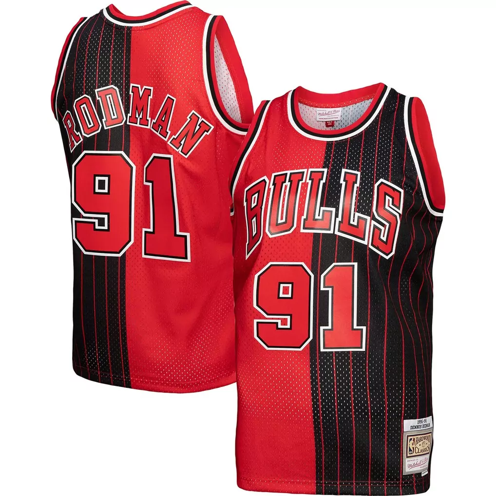 dennis rodman chicago bulls mitchell ness 75th anniversary 1997 98 hardwood classics swingman jersey gold